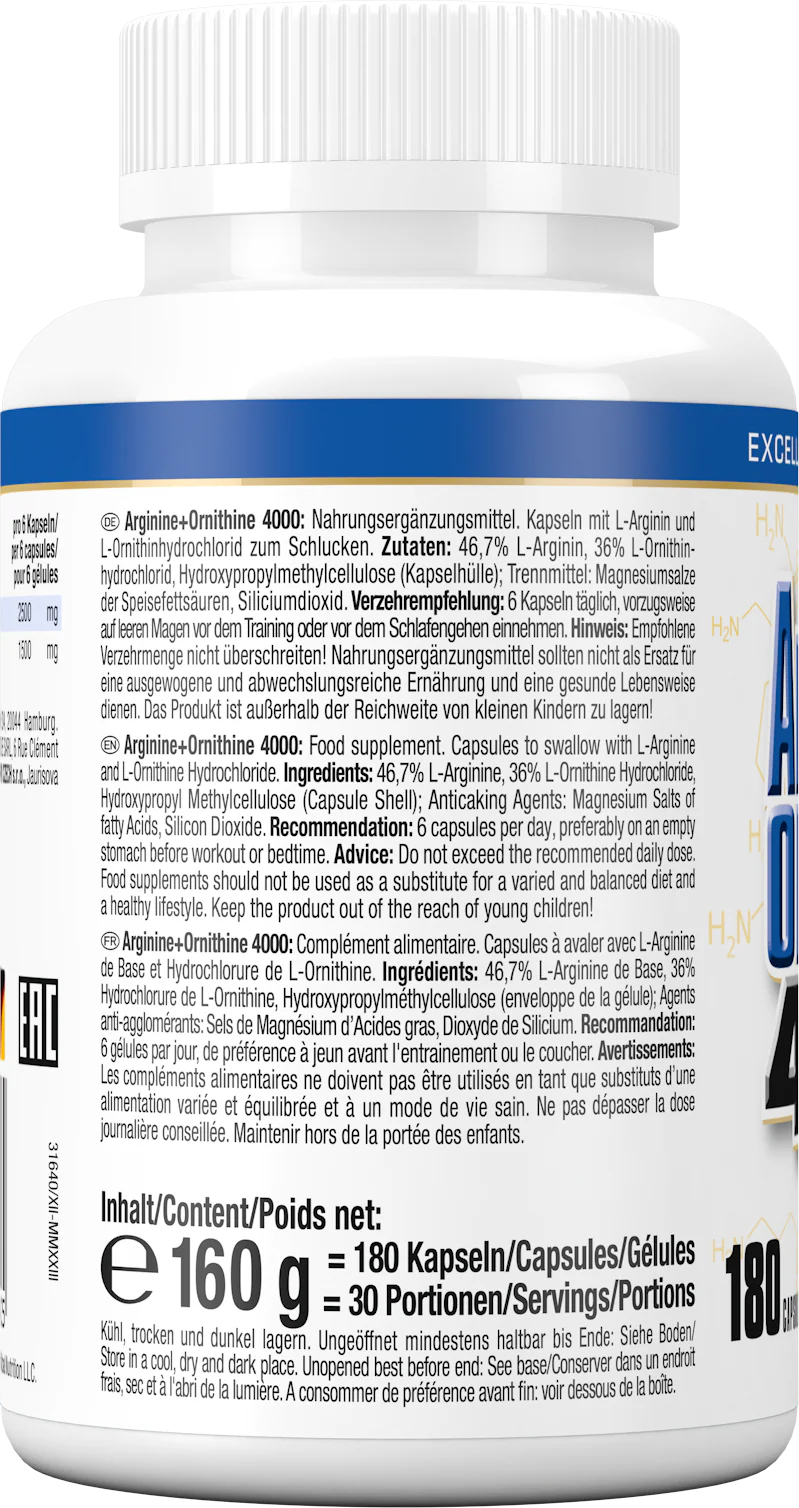 Arginine + Ornithine 4.000 (180 Kapseln) - Image 3